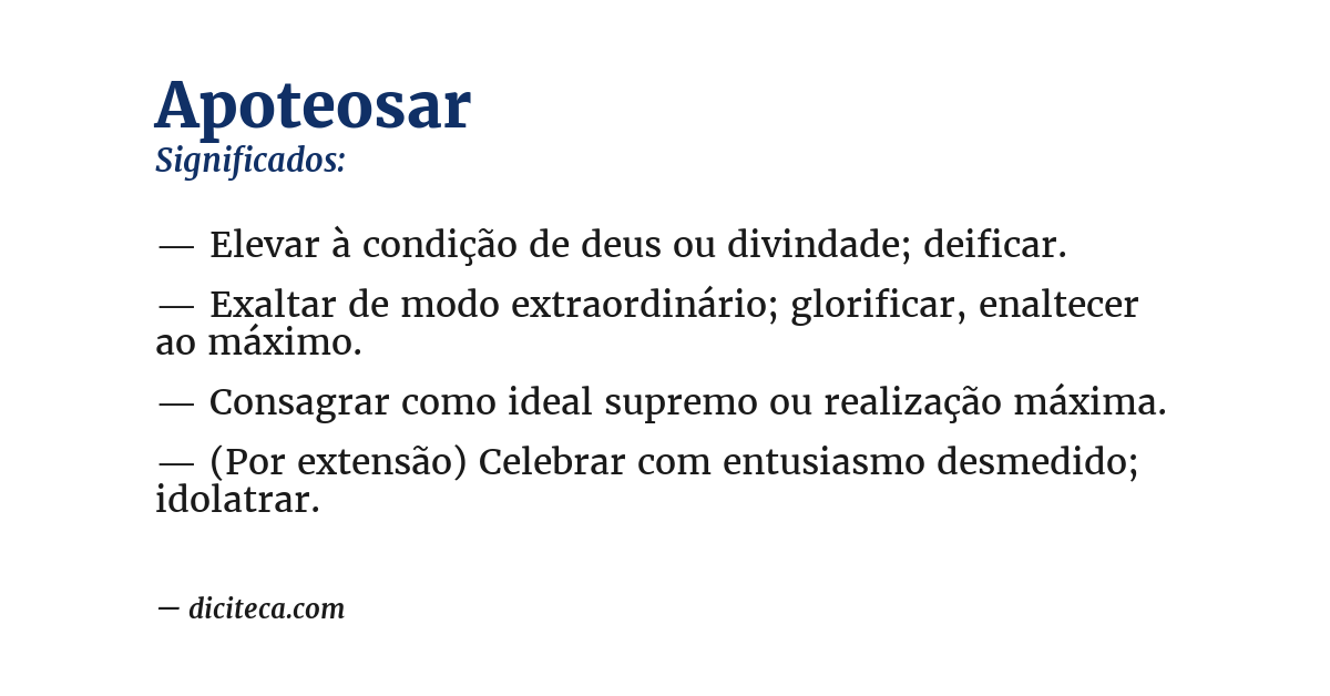 Significado de apoteosar