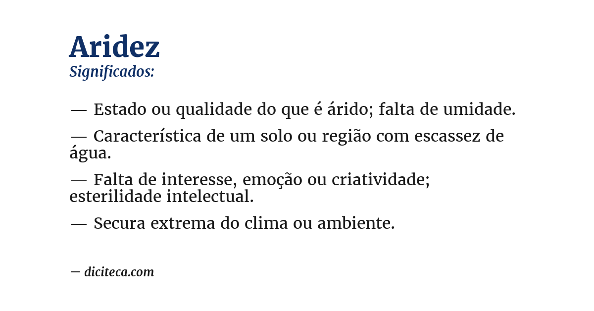 Significado de aridez
