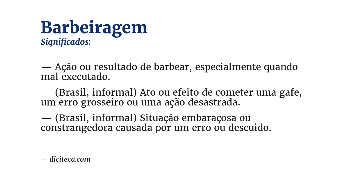 Significado de barbeiragem