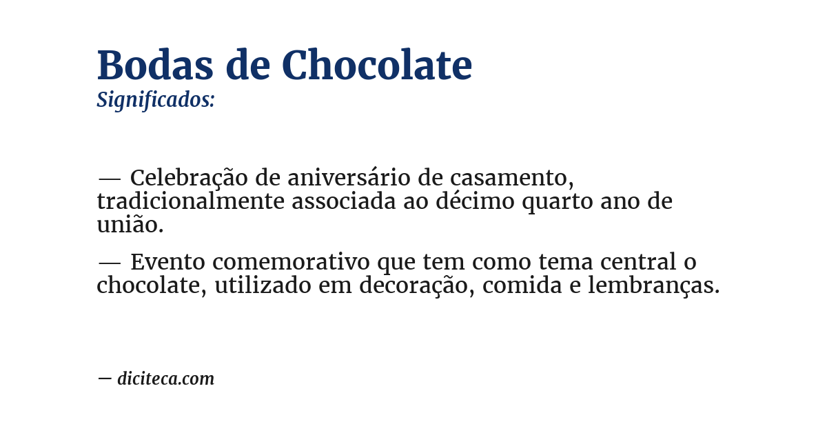Significado de bodas de chocolate