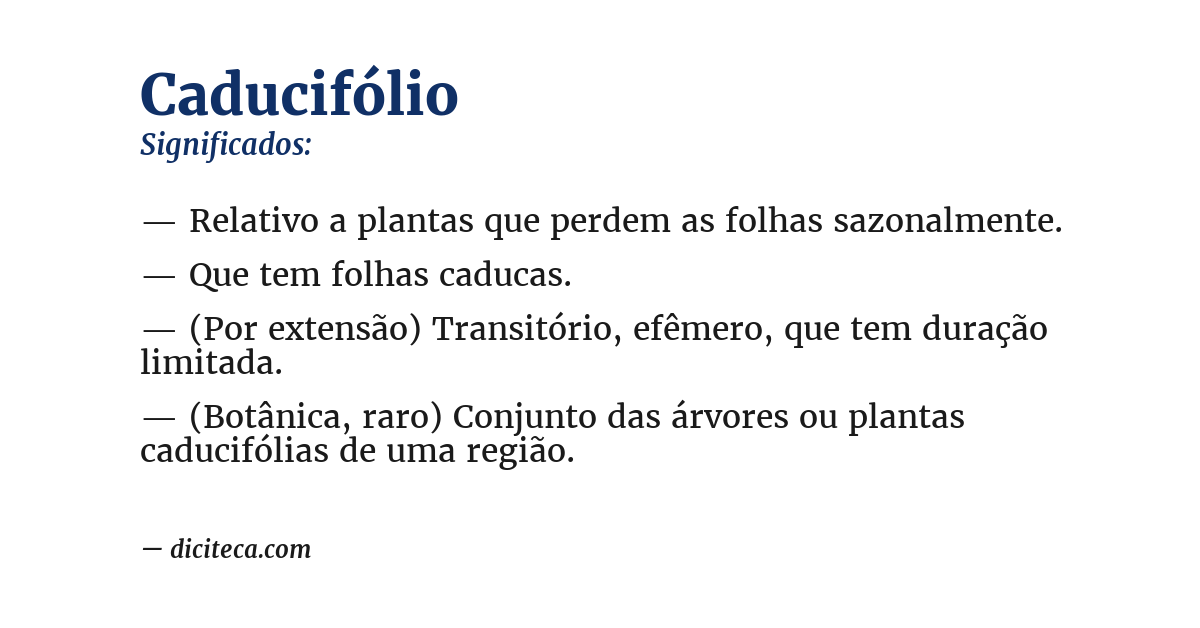Significado de caducifólio
