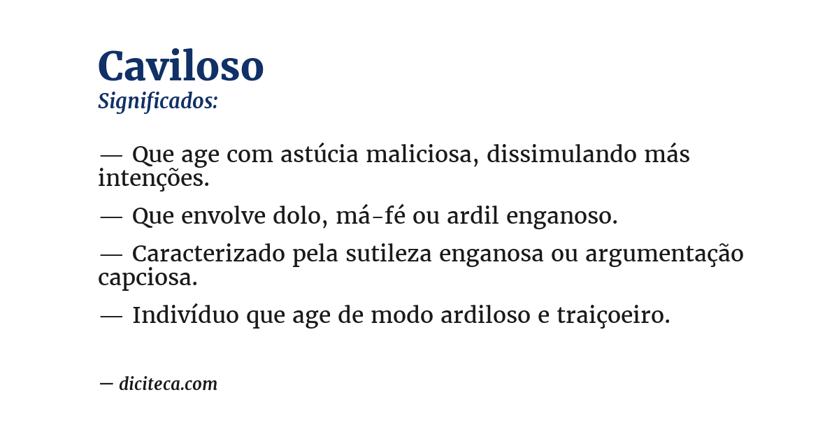 Significado de caviloso