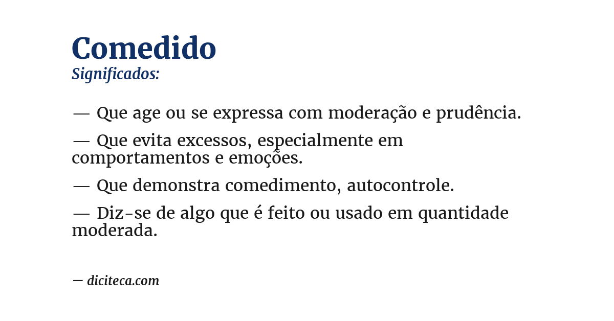 Significado de comedido