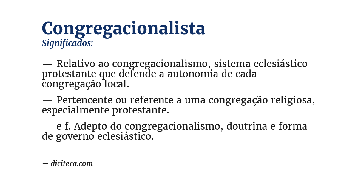 Significado de congregacionalista