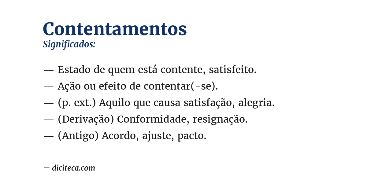 Significado de contentamentos