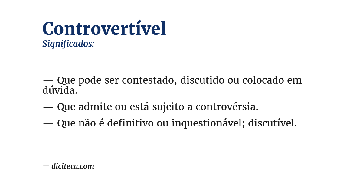 Significado de controvertível
