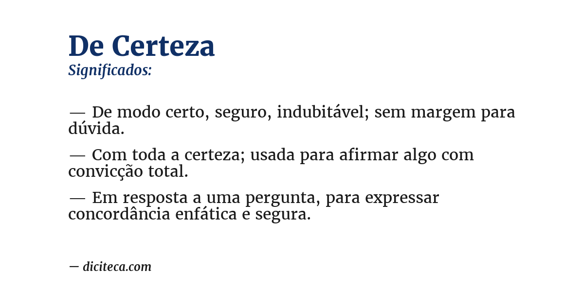 Significado de de certeza