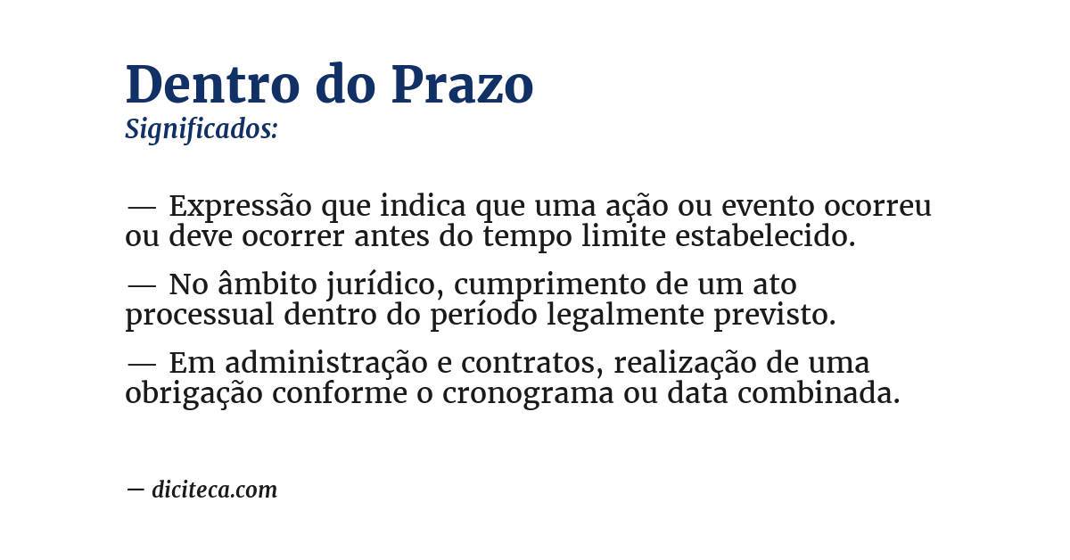 Significado de dentro do prazo