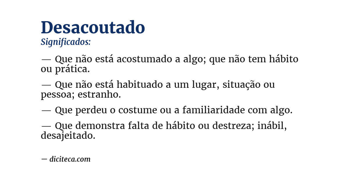 Significado de desacoutado