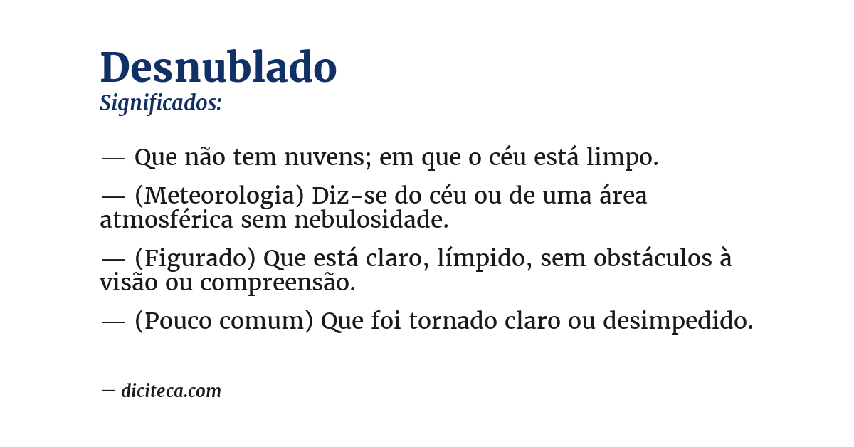 Significado de desnublado