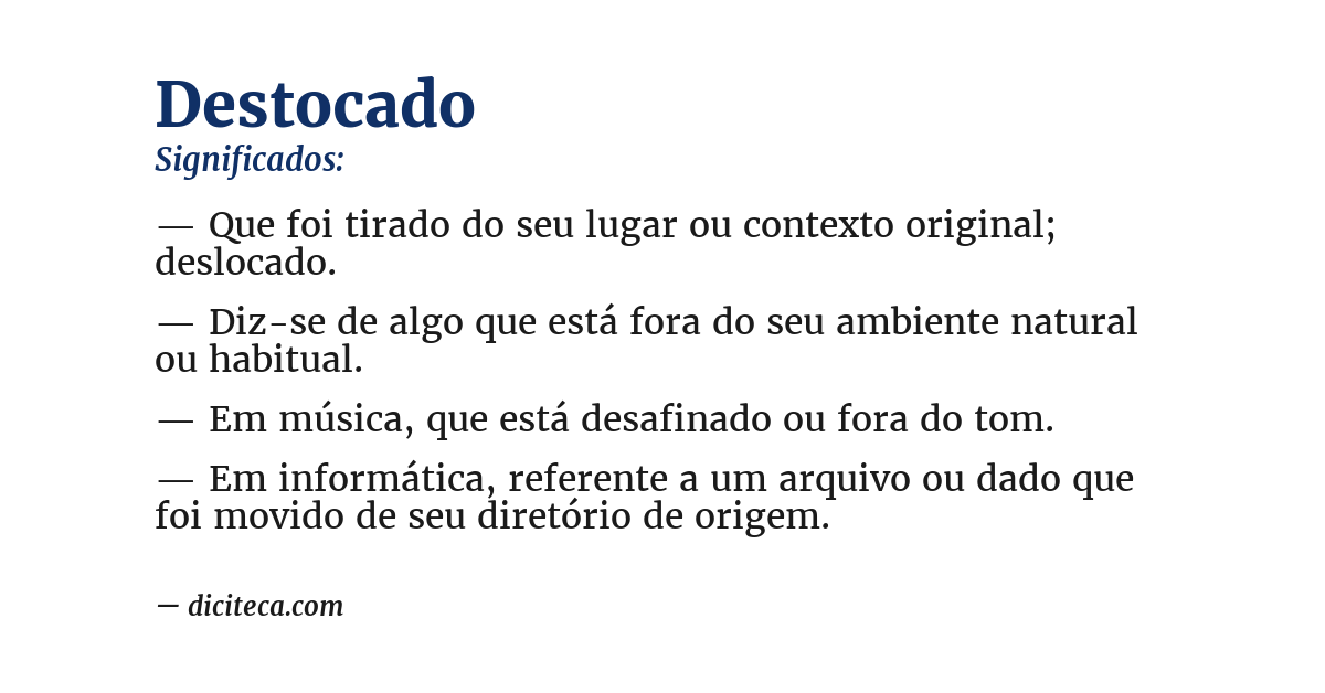 Significado de destocado