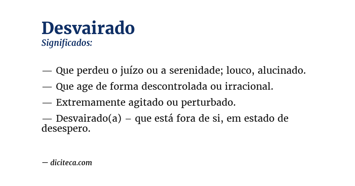 Significado de desvairado