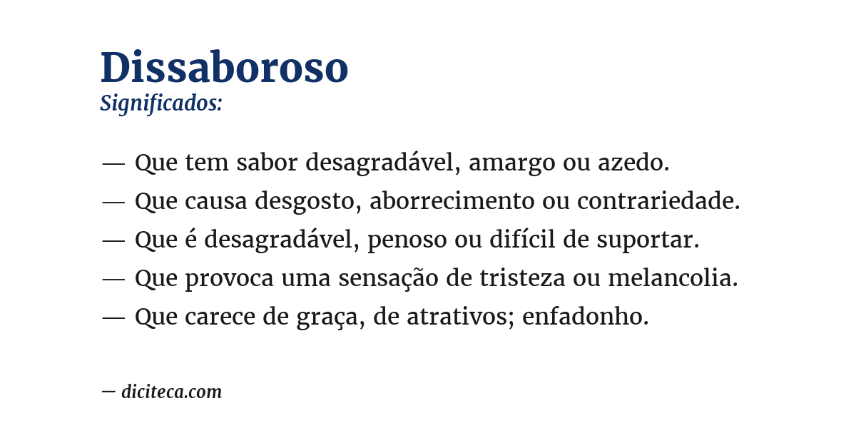 Significado de dissaboroso