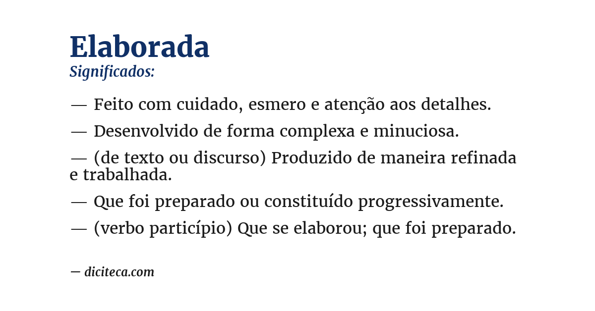 Significado de elaborada