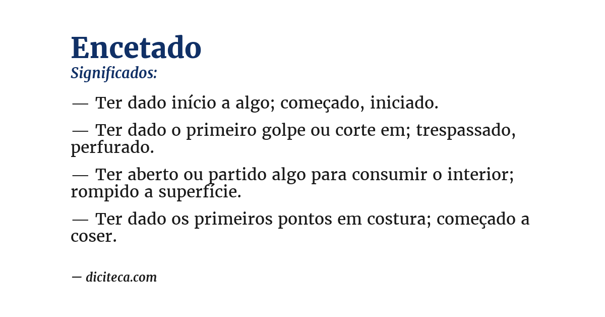 Significado de encetado