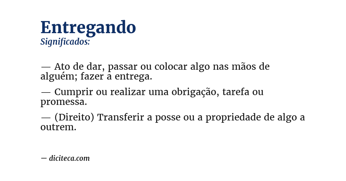 Significado de entregando