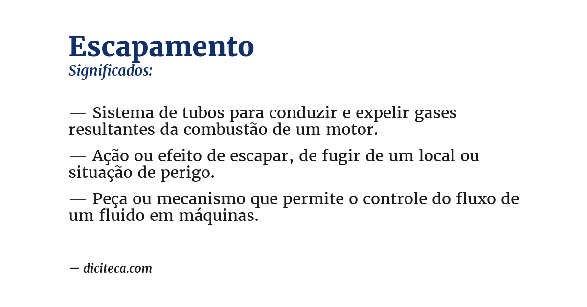 Significado de escapamento