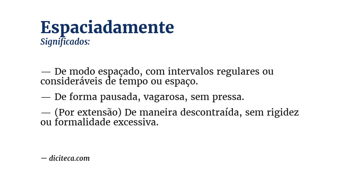 Significado de espaciadamente