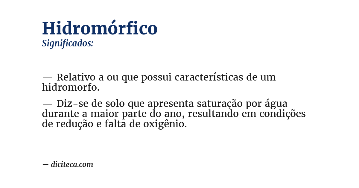 Significado de hidromórfico