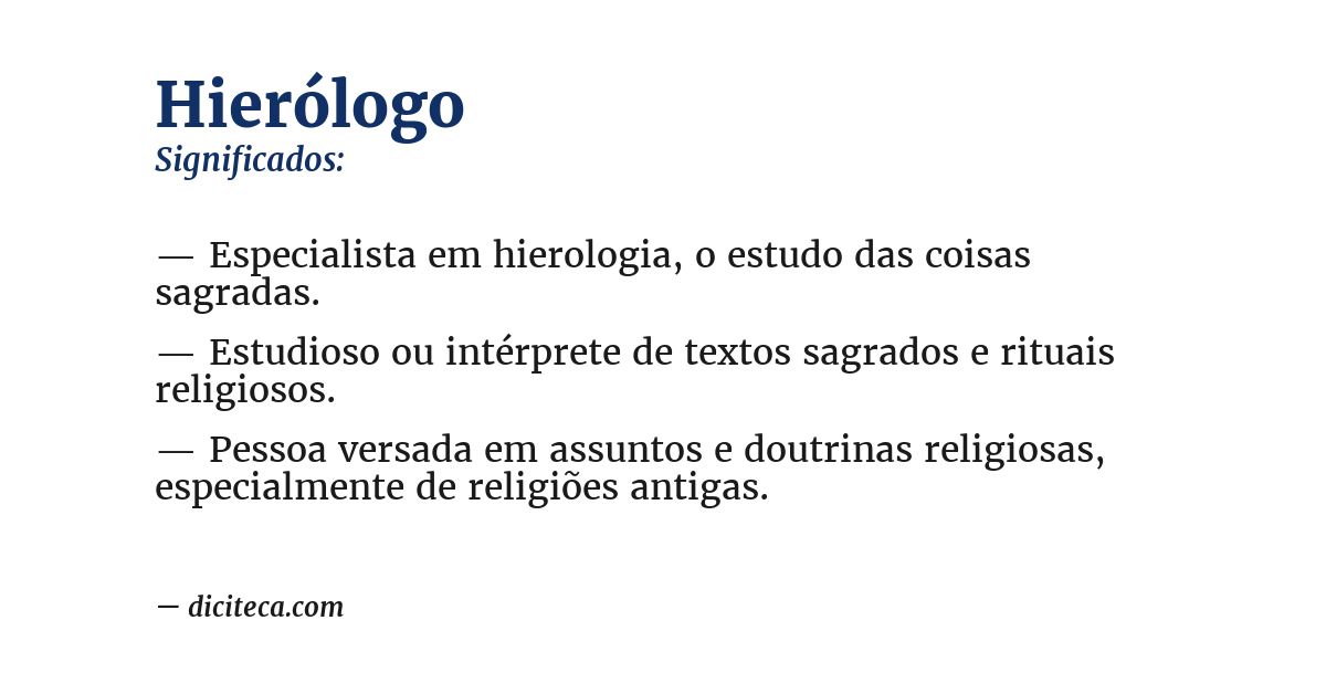 Significado de hierólogo
