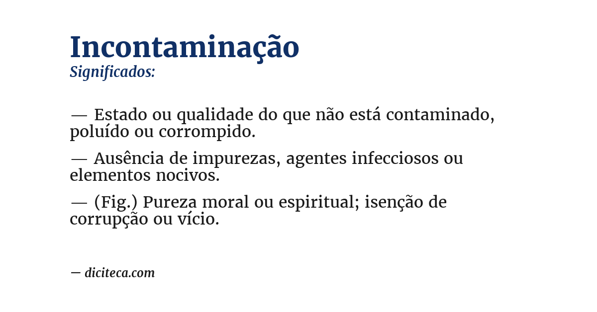 Significado de incontaminação