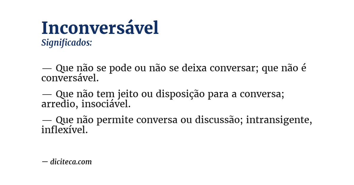 Significado de inconversável