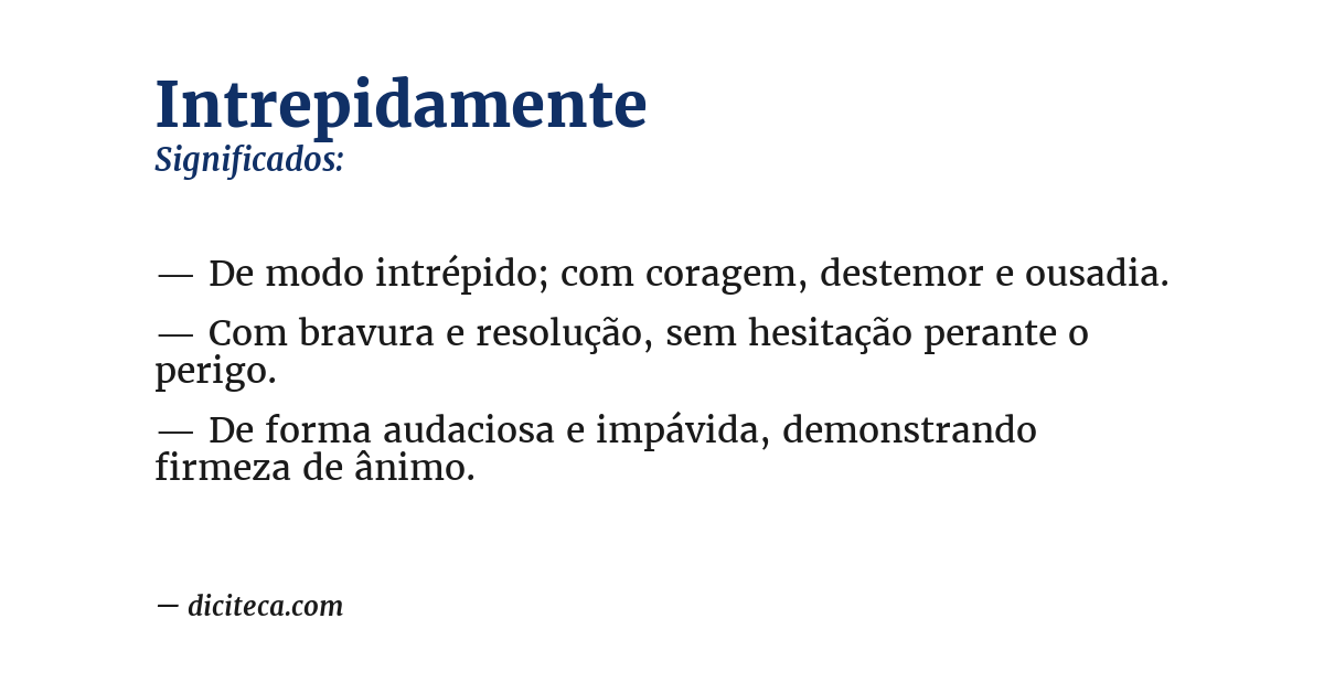 Significado de intrepidamente