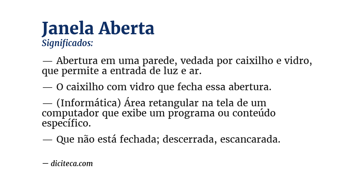Significado de janela aberta