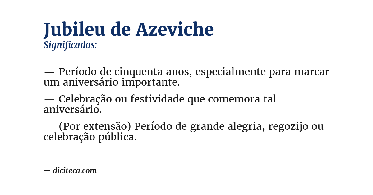 Significado de jubileu de azeviche