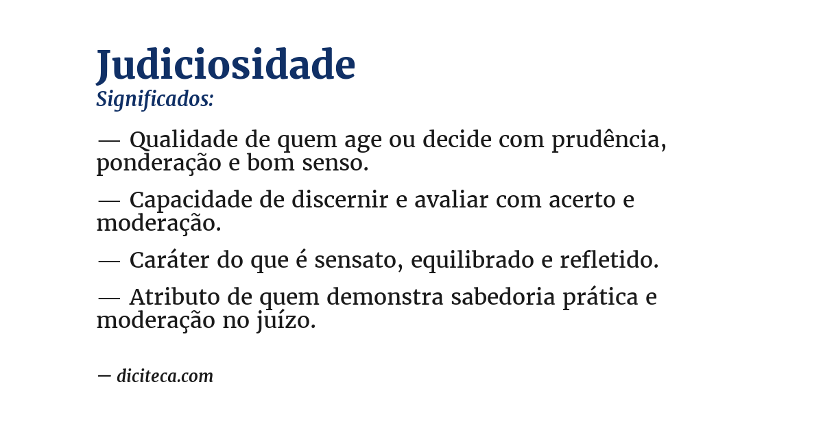 Significado de judiciosidade