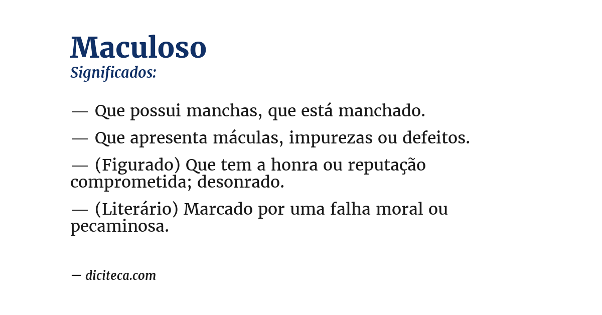 Significado de maculoso