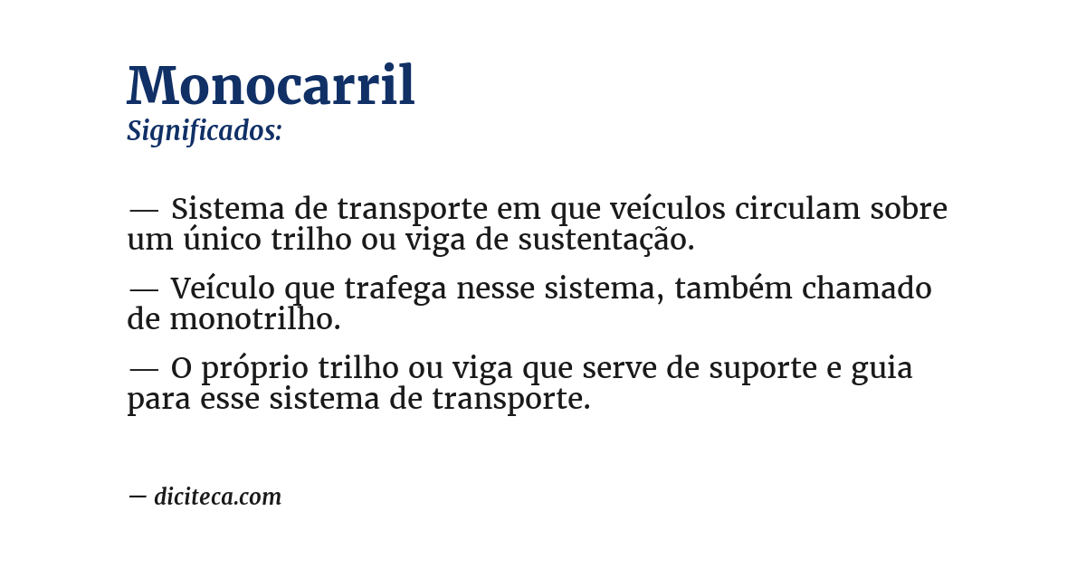 Significado de monocarril