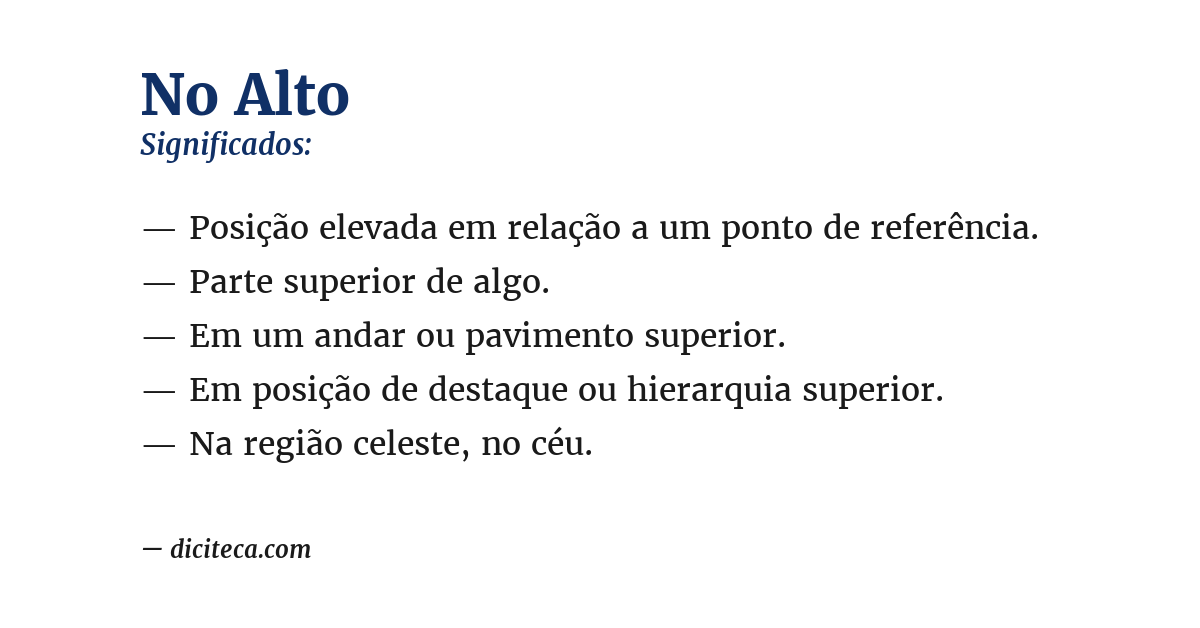 Significado de no alto