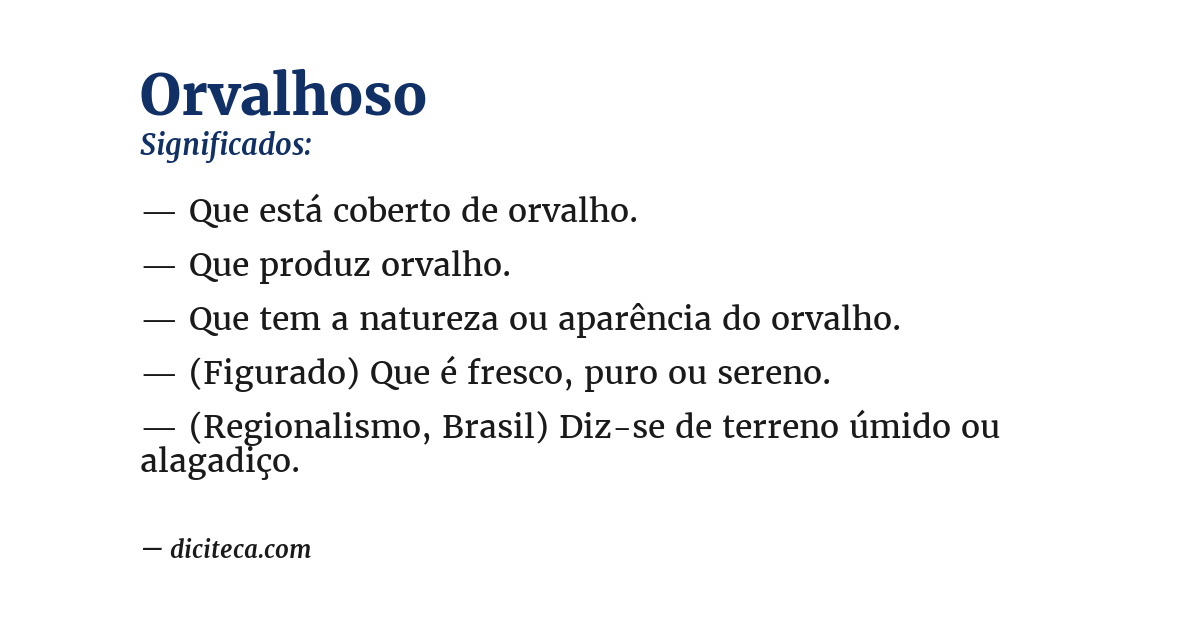 Significado de orvalhoso
