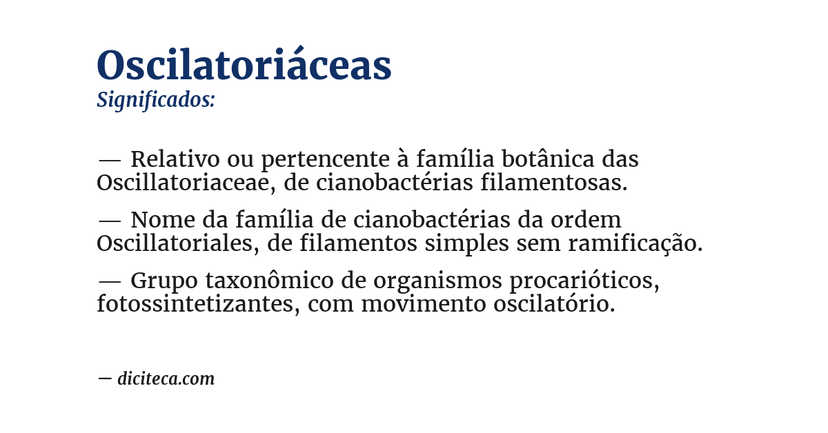 Significado de oscilatoriáceas