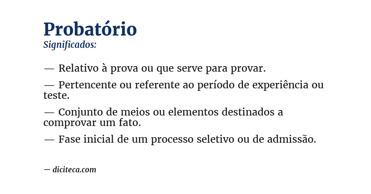 Significado de probatório