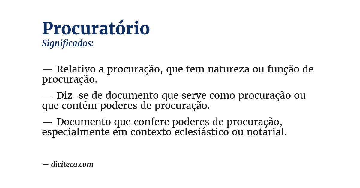 Significado de procuratório