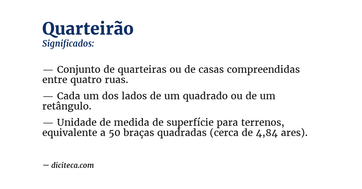 Significado de quarteirão