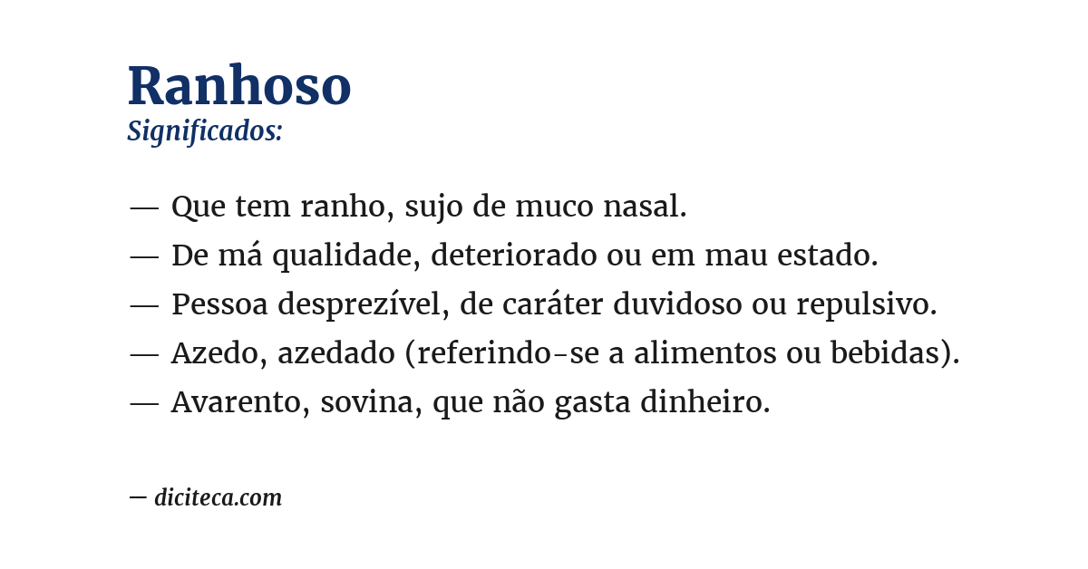 Significado de ranhoso