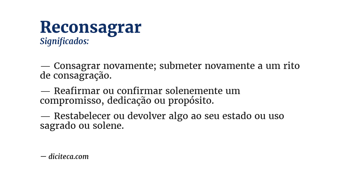 Significado de reconsagrar