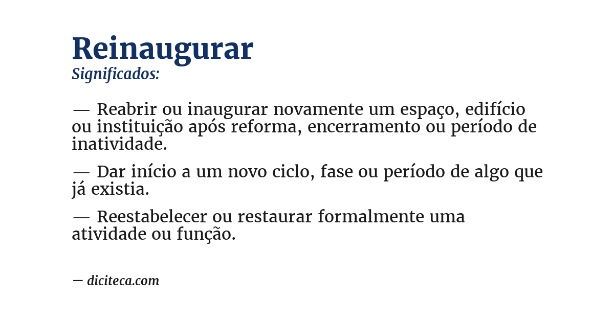 Significado de reinaugurar
