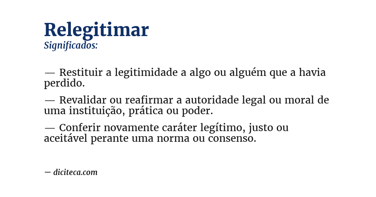 Significado de relegitimar