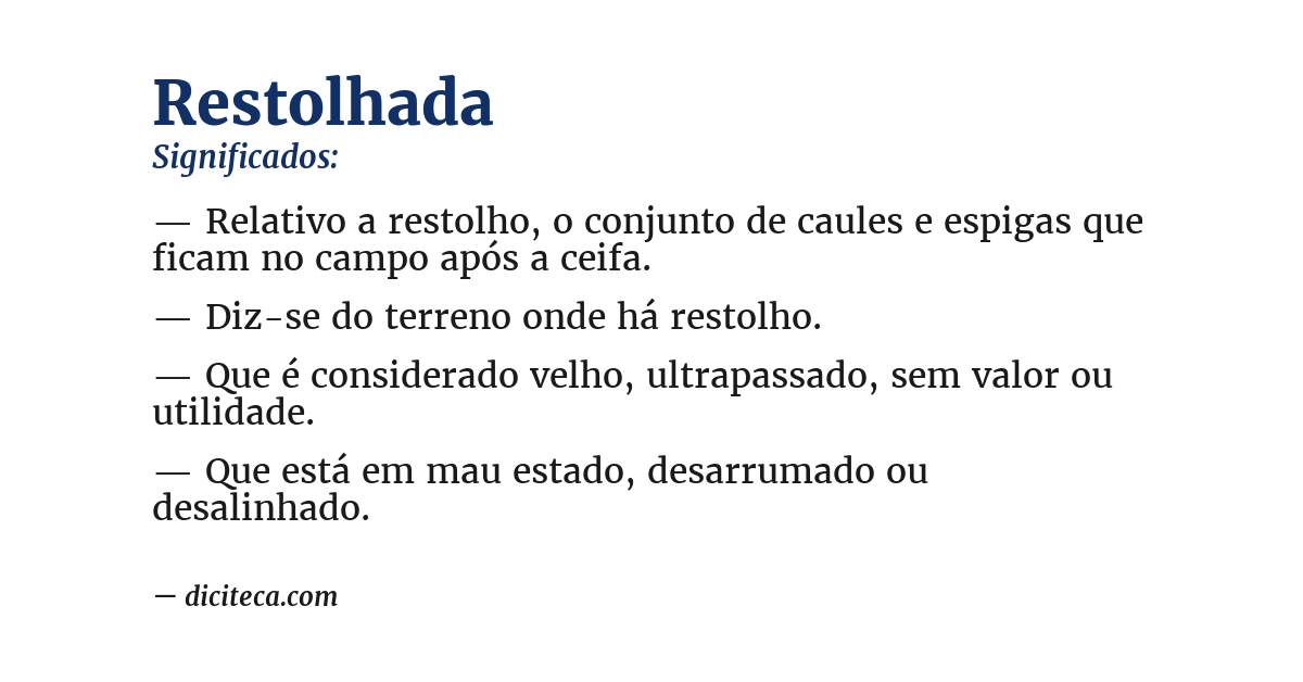 Significado de restolhada