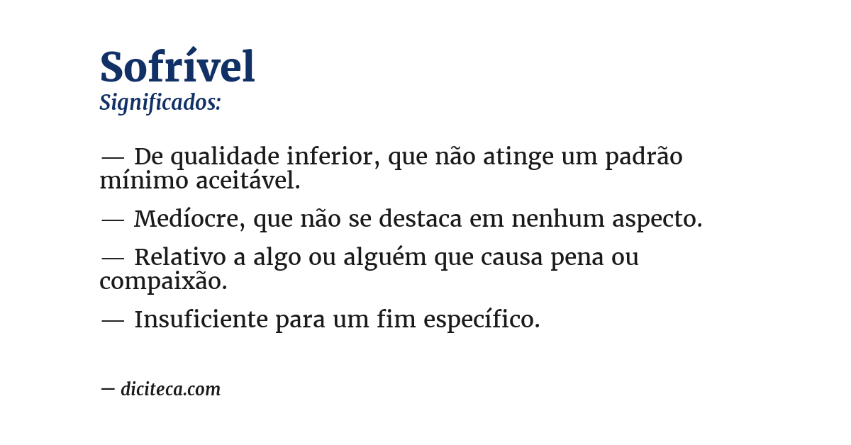 Significado de sofrível