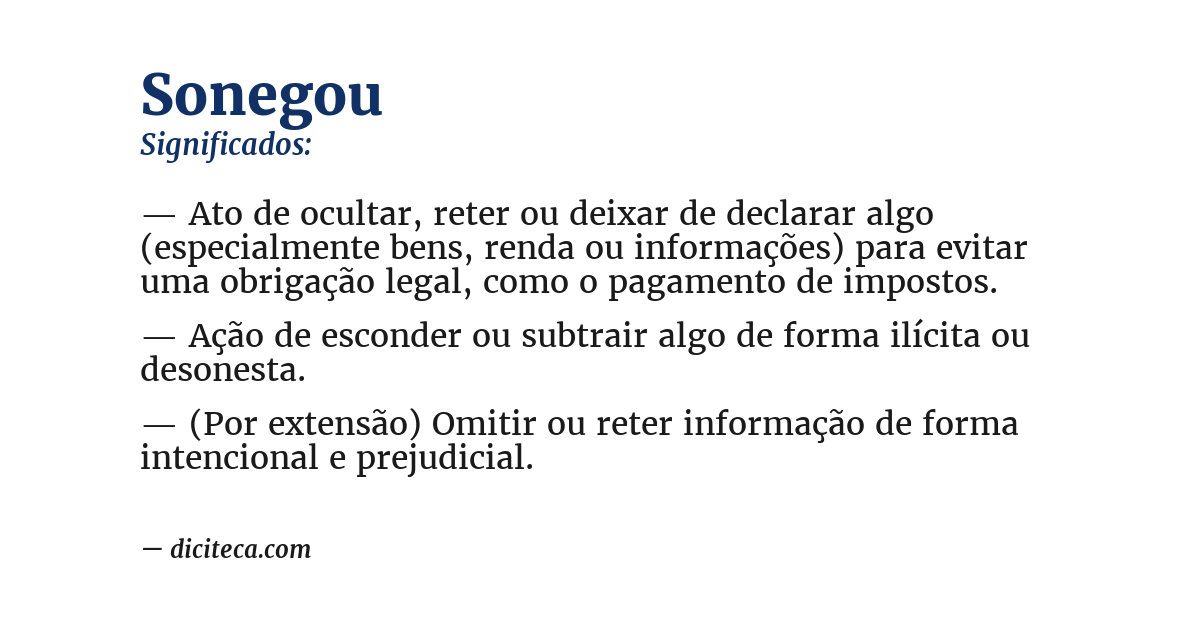 Significado de sonegou
