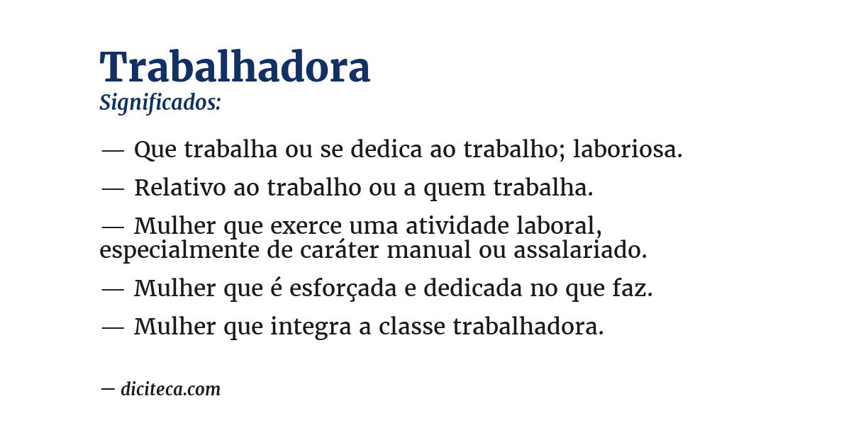 Significado de trabalhadora