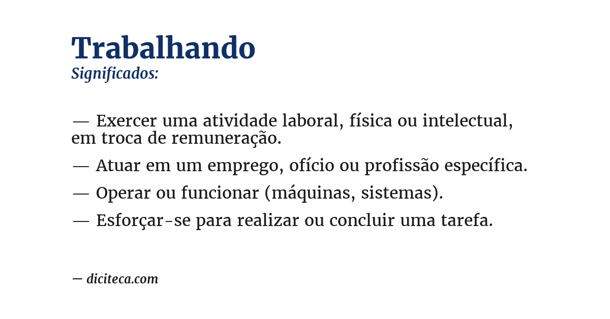 Significado de trabalhando