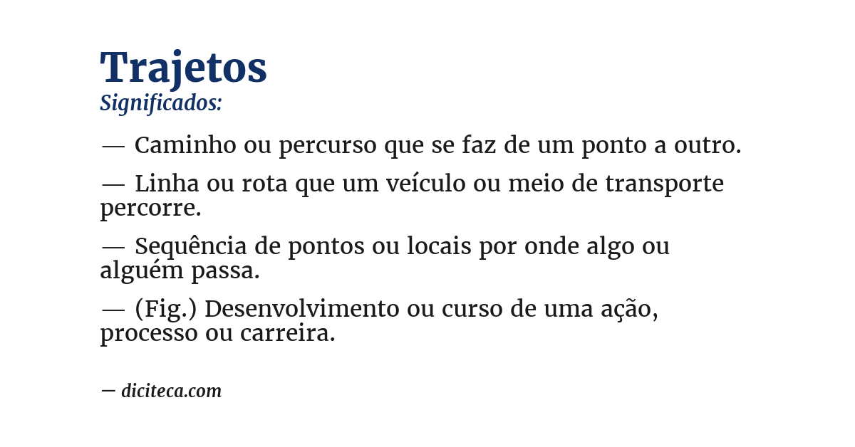 Significado de trajetos