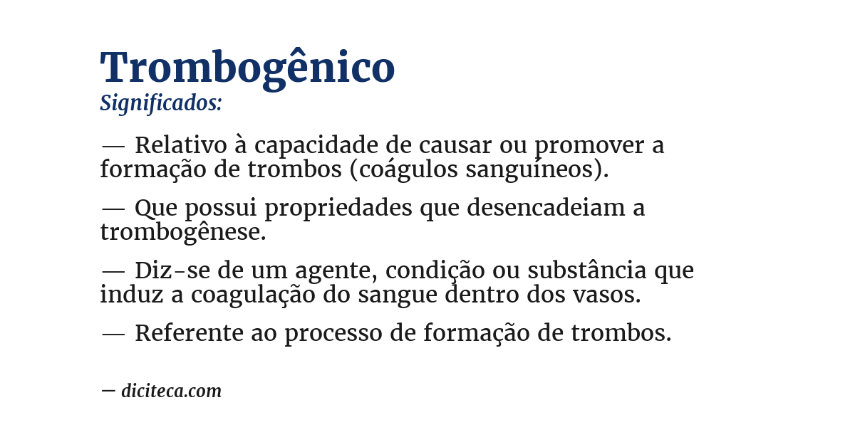 Significado de trombogênico