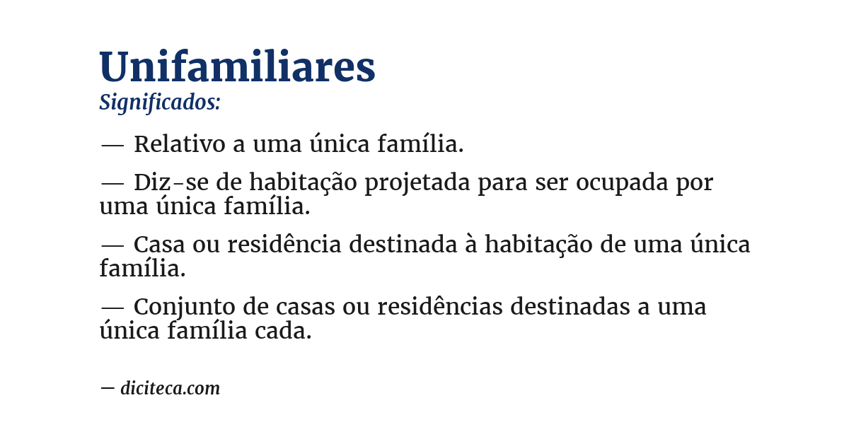 Significado de unifamiliares